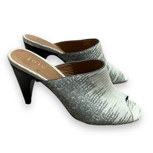 Joie Olya White Gray Tapered Heel Wedge Slip On Shoe Women's Size 6 EU Size 36